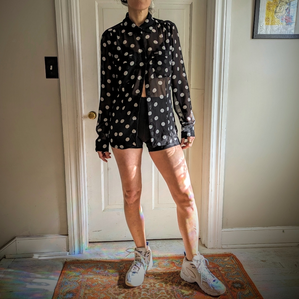 Silky Polka dot button up shirt